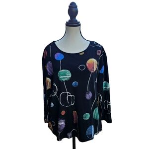 Jess & Jane Women's Black Space Orbit Print Top XL
